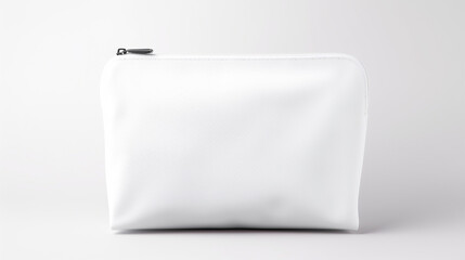 Blank white makeup bag, mock up, front facing view, generative AI