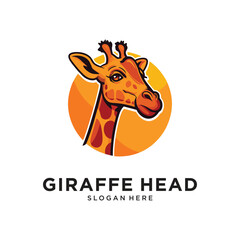 giraffe head logo design vector illustration