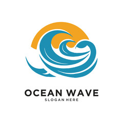 Obraz premium ocean wave logo design vector illustration