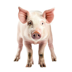 Domestic Pig Portrait on transparent Background,Front View Realistic Detail