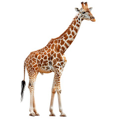 Giraffe Isolated Full Body on transparent Background Elegant Tall Animal