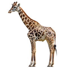 Giraffe Isolated Full Body on transparent Background Elegant Tall Animal