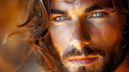 A Luz, a Verdade e a Vida: Jesus Cristo nos olhos. Concept Fé, Espiritualidade, Reflexão, Jesus Cristo, Iluminação