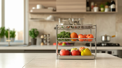 Silver Stainless Steel Storage Racks in the kitchen