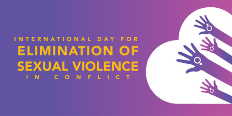 International Day for the Elimination of Sexual Violence in Conflict. June 19. Holiday concept. Template for background, banner, card, poster with text inscription. Vector EPS10 illustration.
