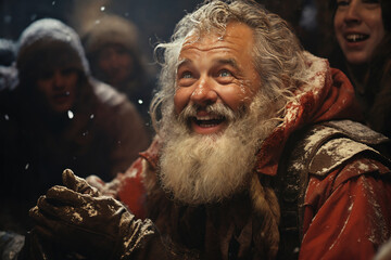 Obraz premium portrait of Santa on a city street in the evening