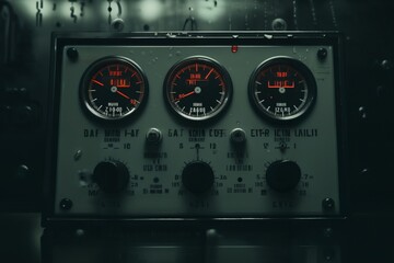 retro analog device for industry and scientific research and measurements, object closeup, concept of retro futurism electronics