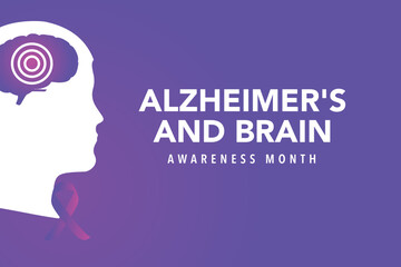 Alzheimer's and Brain awareness month is observed every year in June. it is an irreversible, progressive brain disorder that slowly destroys memory and thinking skills. Vector illustration