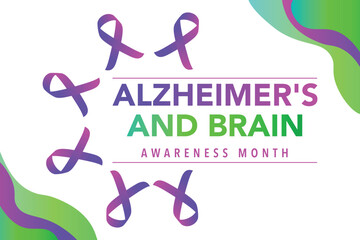 Alzheimer's and Brain awareness month is observed every year in June. it is an irreversible, progressive brain disorder that slowly destroys memory and thinking skills. Vector illustration