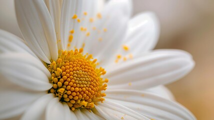 Obraz premium Closeup photo of white color daisy flower with copy space background , macro daisy flower