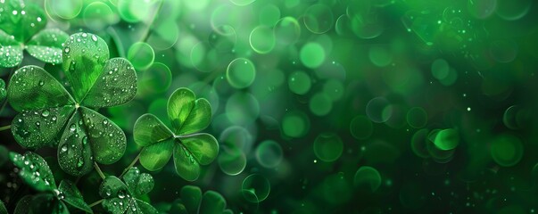 Shamrock four leaf clover background banner with copy space. Happy St. Patrick's Day