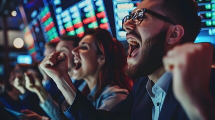 Investors Gathered Around Monitor Tracking Market Trends with Eager Anticipation