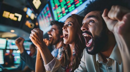 Obraz premium Investors Analyzing Market Trends with Keen Interest