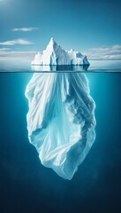Iceberg and Plastic Bag Underwater