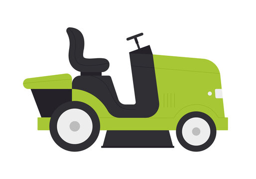 recommend clip art: Tractor lawnmower, green vehicle for gardening and cutting lawn grass vector illustration