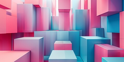 Pastel Colored Tech Background with a Geometric 3D Structure. Clean, Minimal design with Simple Futuristic Forms.