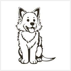 Doodle shepherd dog isolated. Coloring page book. Cartoon vector stock illustration. EPS 10