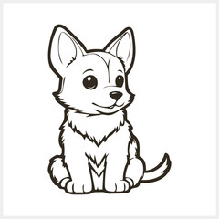 Doodle dog isolated. Coloring page book. Cartoon vector stock illustration. EPS 10