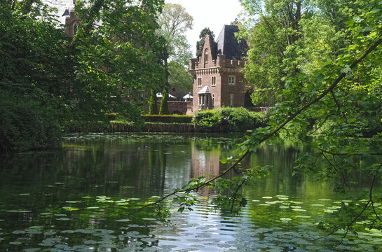 Beautiful historic german water castle named Schloss Pfaffendorf in Bergheim
