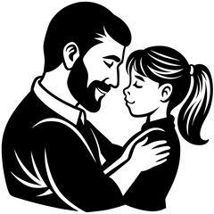 A father and her daughter silhouette of vector illustration art