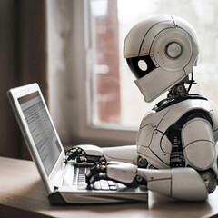 robot with laptop