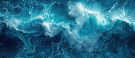 turquoise blue ocean waves depicted in a seamless abstract seascape painting, offering a tileable backdrop for nautical themes or summer vacation beach imagery