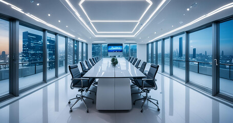 Modern futuristic conference room at a big company