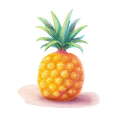 pineapple fruit white background watercolor (4)