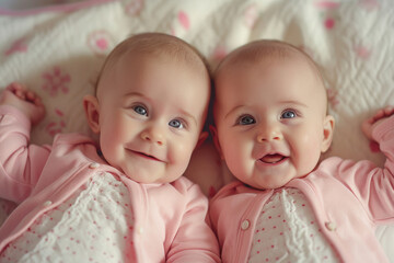 Two one year old twin babies