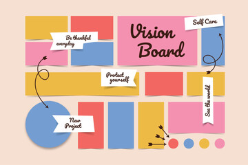 Vector photo collage template moodboard pictures grids vector illustration