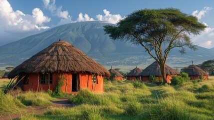 Fototapeta na wymiar A hut in the African savannah