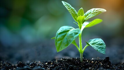 Symbol of economic growth and business investment: Green seedling ideal for financial contexts. Concept Economic Growth, Business Investment, Green Seedling, Financial Contexts