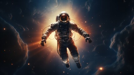 Fototapeta premium Astronaut in space. Mixed media. Mixed media. Mixed media