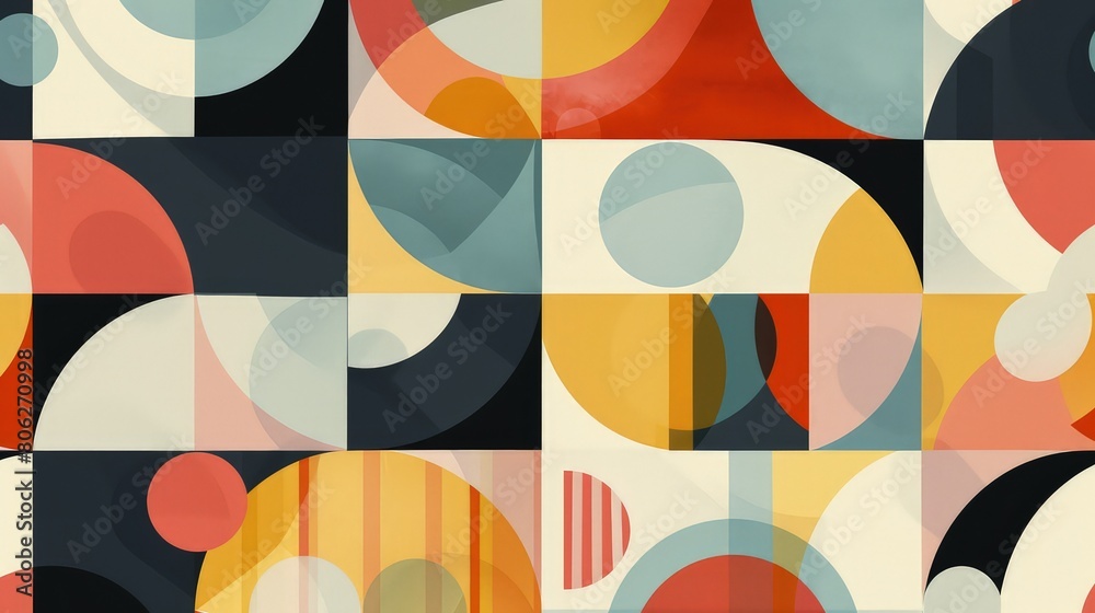 Canvas Prints a seamless pattern of abstract geometric shapes in a palette of contemporary colors, suitable for ba