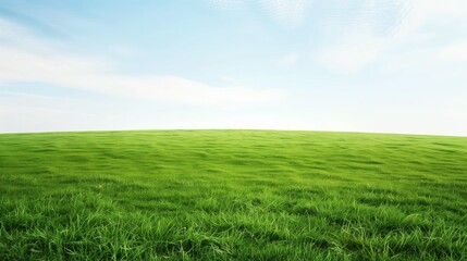 Photorealistic Landscapes: Large Green Grass Field with Blue Sky