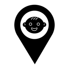 Kindergarden Map Pin Location Pointer Filled Icon | Kindergarden with Map Pointer Icon | Vector icons for app, website, graphic design, business, education, social media, school, services, etc.