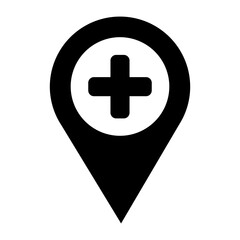 Medical Hospital Map Pin Location Pointer Filled Icon | Healthcare with Map Pointer Icon | Vector icons for app, website, graphic design, business, health, social media, fitness, services, etc.