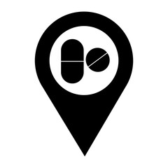 Medical Store Map Pin Location Pointer Filled Icon | Medicine with Map Pointer Icon | Vector icons for app, website, graphic design, business, health, social media, technology, services, etc.