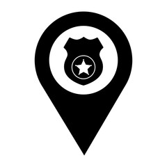 Police Station Map Pin Location Pointer Filled Icon | Police Security with Map Pointer Icon | Vector icons for app, website, graphic design, business, security, social media, technology, services, etc