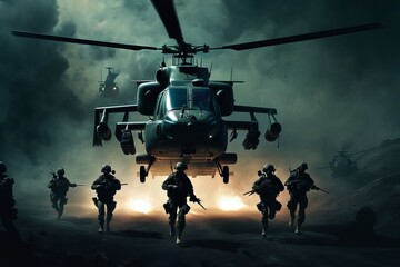 soldier in the uniform on combat created with generative AI software.