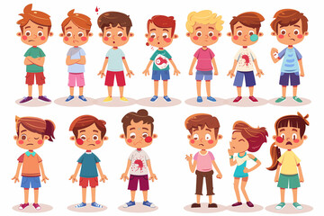 Fototapeta premium Group of Children Demonstrating Various Poses