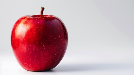 A ripe red apple isolated on a clean white background, its glossy skin inviting a crisp bite.
