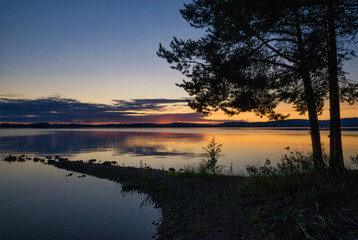 Beautiful Sunset over lake Orsa