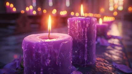 Serene Purple Candles on a Festive Table Setting - Powered by Adobe