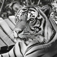 호랑이 흑백사진