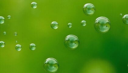Green organic style bubbles floating as a 3d abstract background.