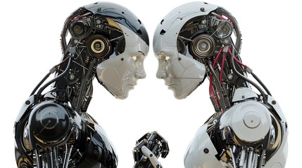 intelligent robots facing each other to communicate