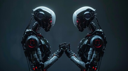 intelligent robots facing each other to communicate