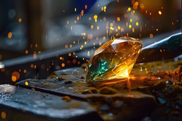Brilliant Gemstones Captivating Sparkle in Jewelers Workshop