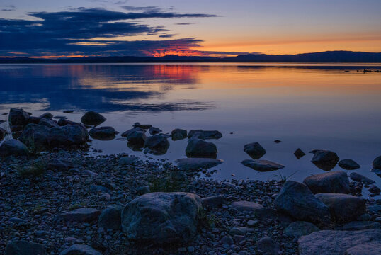Lake Orsa with beautiful sunset